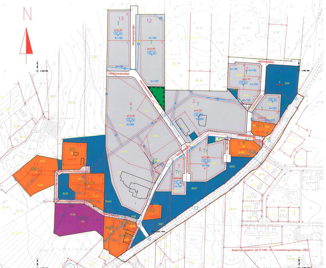 Detaljplanering: Den första detaljplanen över Brinkens industriområde tangerar tomt 1 i kvarter 2 och har fastställdes 15.2.1969. Det område där Nimetech är belägen fastställdes första gången 16.3.