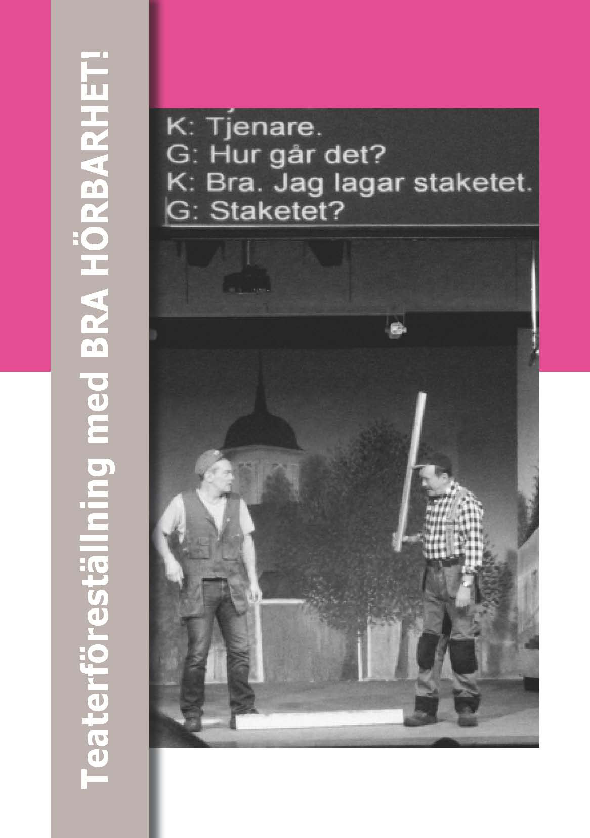 Projektets material Projektet har utvecklat tre olika broschyrer. Två inom skrivtolktjänsten och en inom tillgängligheten på teater. Materialet sprids via förbundets webbsida: www.horsel.