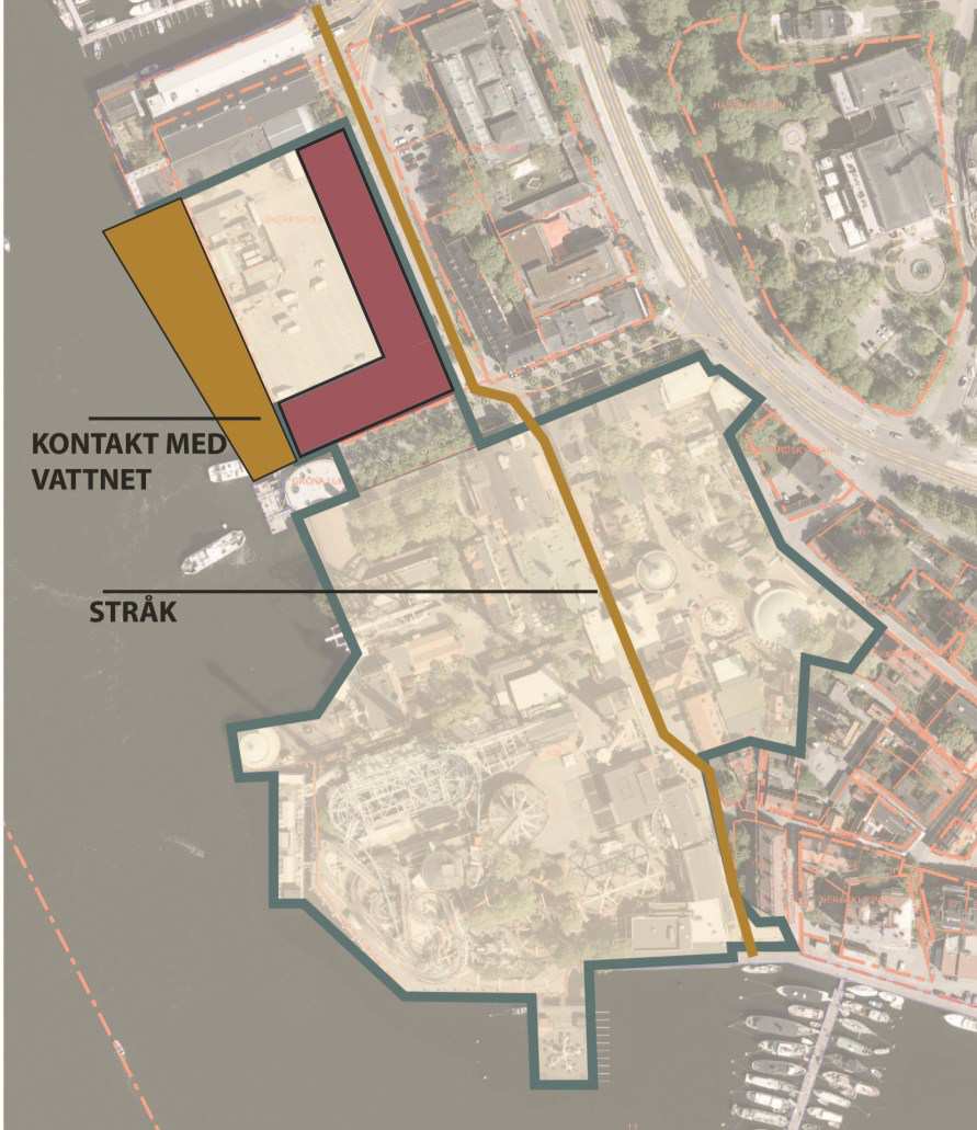 Sida 7 (9) Möjligheterna till vattennära stråk och vistelseytor för besökare till Gröna Lund och allmänheten kommer att utredas under planarbetets gång.