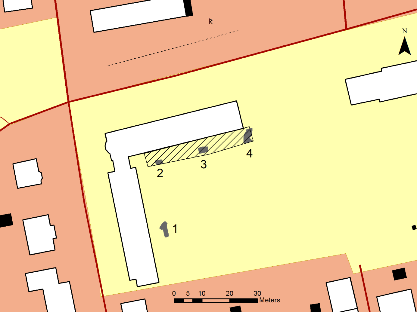 Markarbetena på Rönnowskolans skolgård innebar att schakt för fyra regnvattenbrunnar togs upp samt en yta där omläggning av asfalt skulle ske.