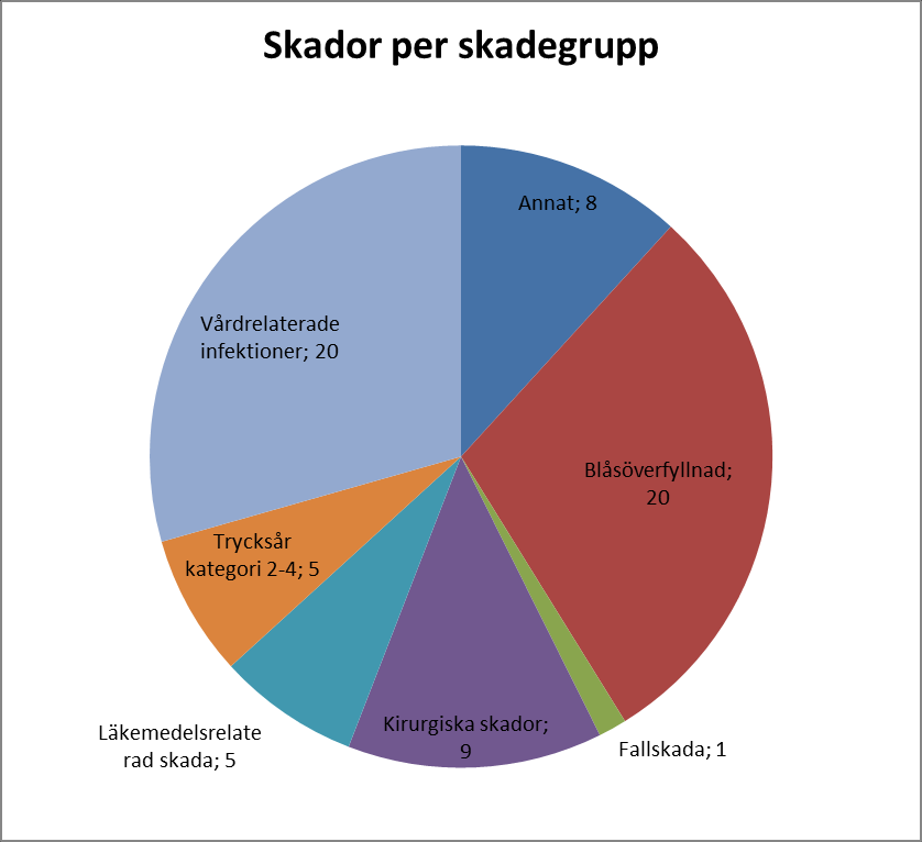 Diagram 1. Skador per allvarlighetsgrad, granskningsperiod 2013-01-01--06-30, NLL Totalt hittades 68 vårdskador hos 64 patienter vid journalgranskningen.