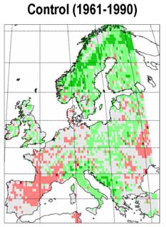 Dagens klimat 1961-1990 Ekosystemens benägenhet att lagra kol från atmosfären varierar mellan olika framtida klimatscenarier* Årlig kollagring (kgc m 2 år 1 ) 0.
