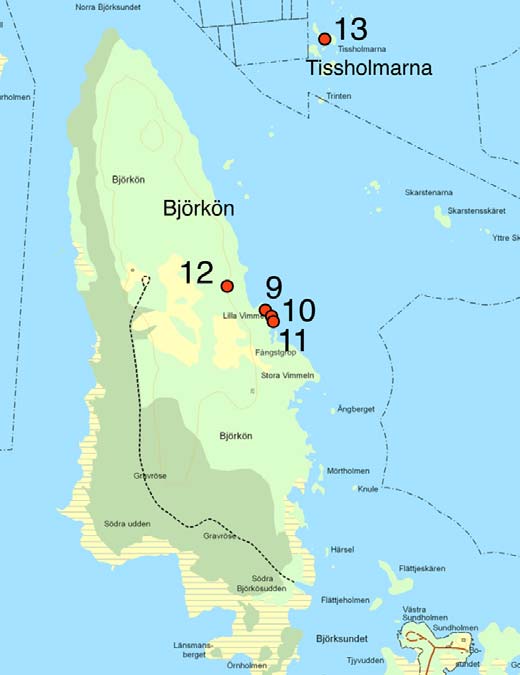 Maximalt fyra träd på varje lokal valdes ut (Figur 2, 3, Bilaga 1 & 3). Träd av lite olika karaktär som såg ut att kunna hysa en intressant skalbaggsfauna valdes (Bilaga 3).