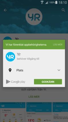 7. Klart! Appen Yr har nu installerats och finns sist i Startmenyn. (Man kan ändra appens plats i Startmenyn, se Bruksanvisning Handi 5.) 5.