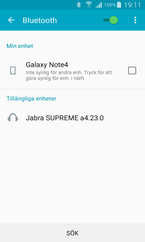 6.9 WiFi Via Snabbinställningar kan man ansluta till WiFi. (Är en genväg till Androids WiFiinställningar.) När man bockar för WiFi kan Handi Note 4 anslutas till ett trådlöst nätverk.