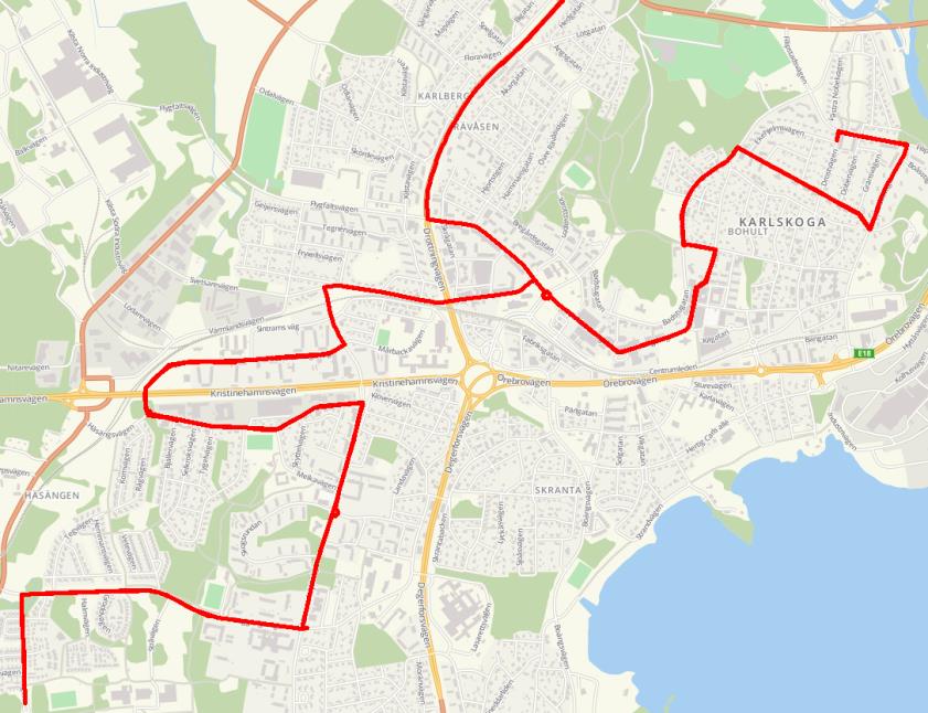 51 Stadstrafik Karlskoga Linjesträckning för linje 52 framgår på nästa sida.