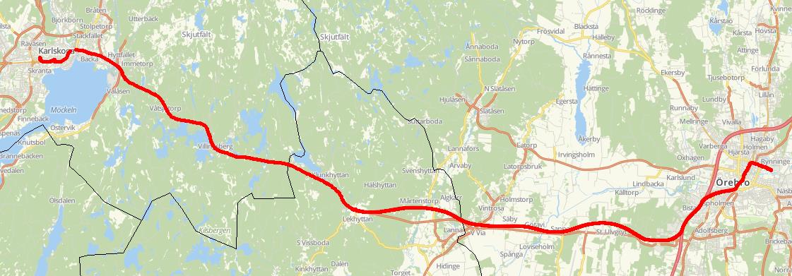 500 500 31/56 L 500 Karlskoga Örebro körs som stomtrafik med en buss varje kvart.