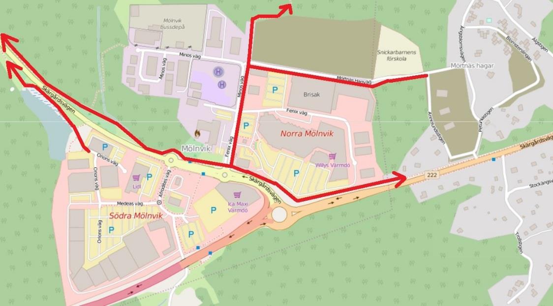 10 Trivector Traffic Figur 12 F: Nedfarten till ICAs garage har en vinkel som innebär att bilarna kan hålla hög hastighet genom svängen och över övergångsstället.