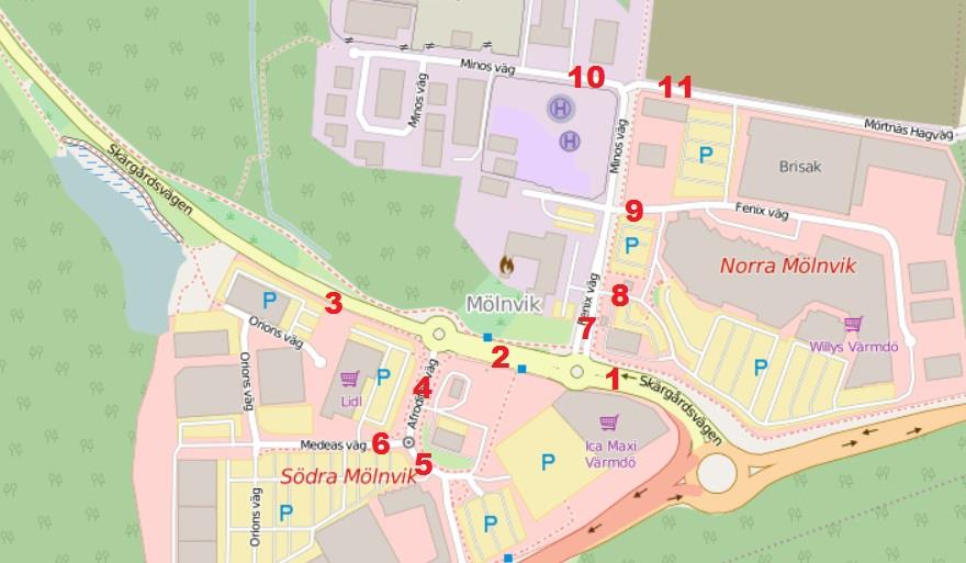 12 Trivector Traffic 2.6 Biltrafik Trafikmätningar har genomförts vid ett antal punkter i området under en vecka i juli 2015 2. Juli bedöms vara en högtrafikmånad på denna plats.
