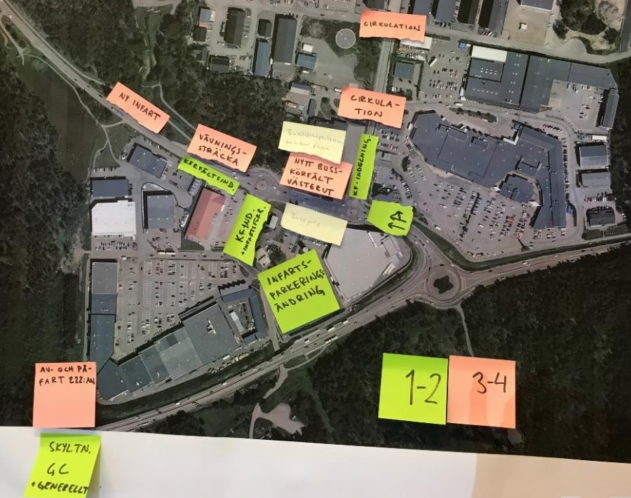 19 Trivector Traffic Åtgärdsförslag enligt steg 1 och 2: Förändrad körfältsindelning vid infarterna till cirkulationsplatserna för att tillåta att köra rakt fram i båda körfälten från väg 222 till