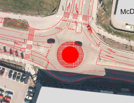 23 Trivector Traffic Figur 25 Cirkulationsplats Skärgårdsvägen-Afrodites väg Figuren nedan visar föreslagen utformning av den östra cirkulationsplatsen (Fenix väg).