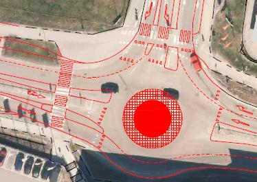 26 Trivector Traffic södra sidan. Övergångsstället över Fenix väg utgör även en del av Värmdös huvudcykelstråk.