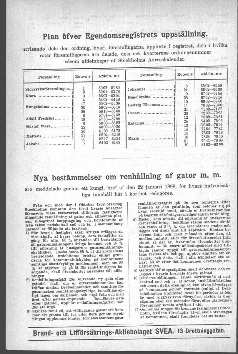 Plan öfver Egendomsregistrets uppställning, utvisande dels den ordning, hvari församlingarna uppförts i registret, dels i hvilka rotar församlingarna äro delade, dels ock.
