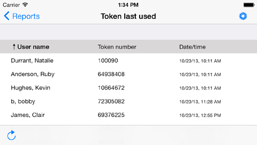 Reports Dessa rapporter finns konfigurerade som standard: - All events last week - All events this week - All events today - All events yesterday - Expired tokens - First and last events - Last known