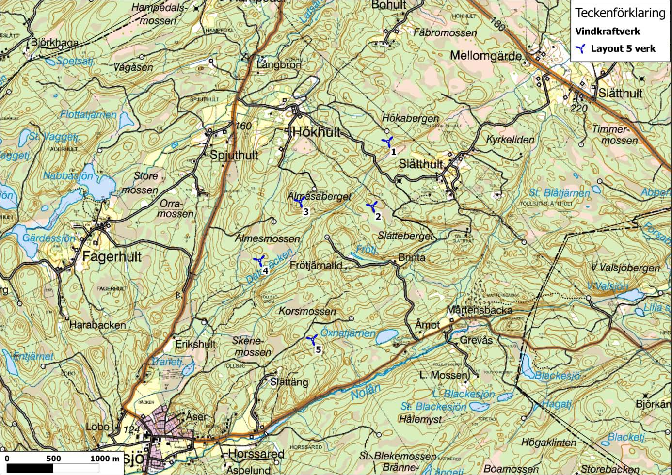 3.1 Huvudalternativ Gothia Vind har som huvudlayout 5 positioner med REpower 3,2M114-verk.