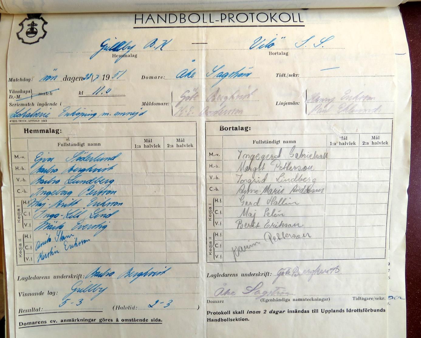 Söndagen den 22 juli 1951 kl 11.