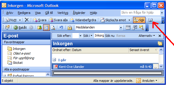 Att använda kontakterna och kontaktlistorna i Outlook 2003 1. Du måste vara ansluten till Internet. 2. Öppna Outlook 2003 3.