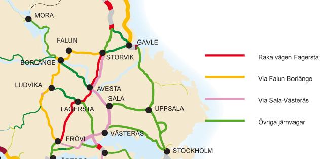 längre. Genom rabatterade banavgifter kan det bli attraktivt för ett järnvägsföretag att låta vissa tåg gå en längre sträcka.