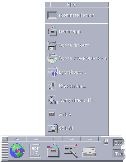 Arbeta med filer Precis som i Open Windows ingår programmen Filhanteraren och Sök fil med alla funktioner i CDE.