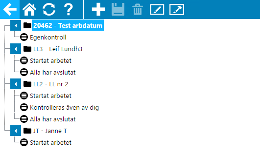 Checklistor i Portalen. De checklistor som kopplas till olika användare visas i Portalen på nedan sätt. Markera en checklista för att fylla i den.