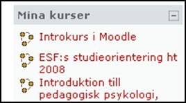 1.5. Inloggning på kursens webbsida Kursmaterialet, liksom alla övningsuppgifter, hittar du på webben på inlärningsplattformen Moodle2.