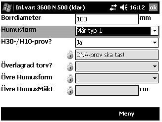 11.7.8 HUMUSFORM Humusform 11.7.8 Jordmånsbeskrivning och markprovtagning Variabler Humusform [meny Humusprovtagning, delmeny Inledande variabler] Humuslagret klassificeras i olika humusformer med