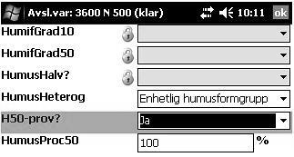 11.7.9 Jordmånsbeskrivning och markprovtagning Variabler Insamlat humusprov 11.7.9 INSAMLAT HUMUSPROV Från humuslagret insamlas arealbestämda prover med tilldelad humusborr, se avsnitt 11.6.