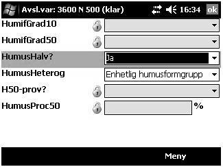 11.7.15 Jordmånsbeskrivning och markprovtagning Variabler Halverat humusprov 11.7.15 HALVERAT HUMUSPROV HumusHalv?