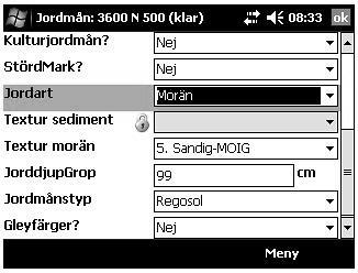 11.7.21 Jordmånsbeskrivning och markprovtagning Variabler Jordart (i gropen) Jordartens textur (Textur, avsnitt 11.7.22) bestäms på exakt samma ställe i profilen som bestämning av jordarten!