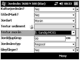 11.7.22 Jordmånsbeskrivning och markprovtagning Variabler Jordartens textur (i gropen) 11.7.22 JORDARTENS TEXTUR Textur sediment, Textur morän (i gropen) [meny Jordmånsbeskrivning] Jordartens textur bestäms om variabel Jordart (avsnitt 11.