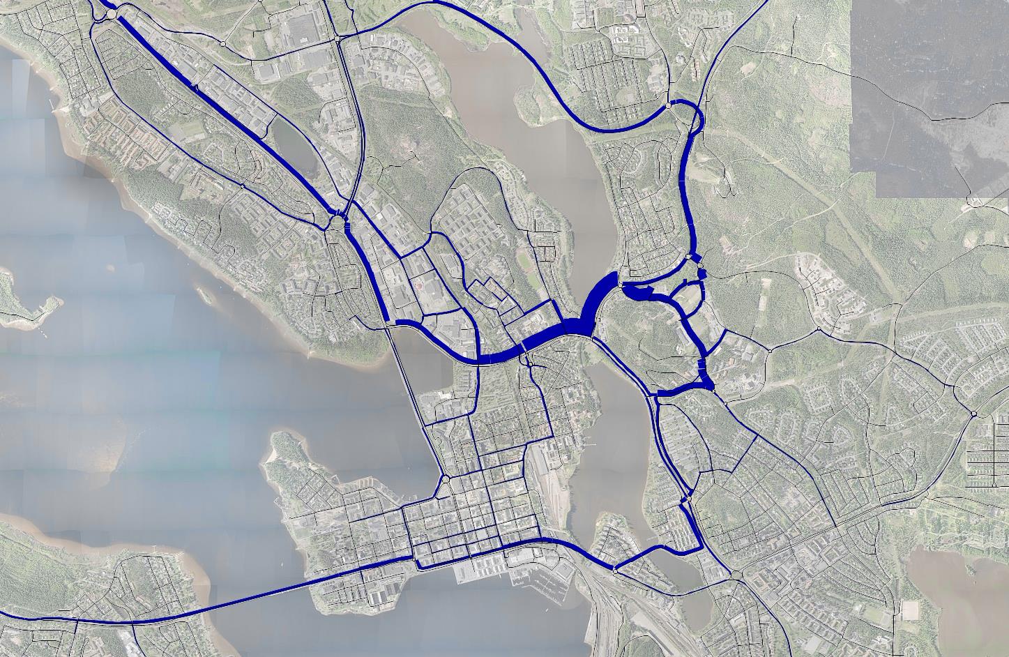 5.1.2 Trafikprognos målpunktsanalys En stor del av biltrafiken som alstras i Kronan har målpunkter norr om Luleå centrum, exempelvis Porsön och längs Bodenvägen.