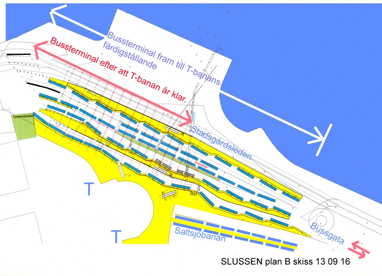 3. Antal bussplatser i SLUSSEN plan B Hållplatser Reglerplatser Längd x bredd SLUSSEN plan B 34.