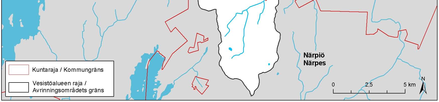 Bild 2. Petalax ås avrinningsområde. ( SYKE; bakgrundskarta Affecto Finland Oy, Karttakeskus, Tillstånd L4659) Bild 3.