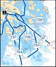 11 (38) För handelssjöfarten finns det två farleder till Luleå hamn: Sandöleden med angöring vid Farstugrunden (farled nr 763) och Sandgrönnleden med angöring vid Rödkallen (farled nr 764).