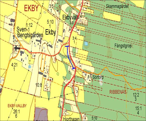 2931, Ekby, EKBY Allé och vägträd ID på karta 28 Vägnummer O 2931 Namn Ekby, EKBY Gammalt namn och ID Söder Ekby, 2931_0 Östra sidan - Norra sidan - Västra sidan 180 m.