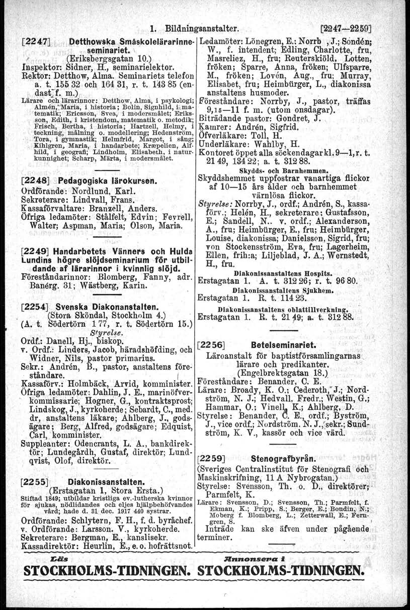 t~;;! 1. Bil4nlllgsaustalter. 4.iUi,w, P~tthow~I$~"iS~åskolelärari nne- ; ~(.,;~) \~;Ht:jiirl,,_:f-'.'~"-t!'JnarJet.\,~"''','',,(ljjrIkspergsgatan 1Q.) '. Ii,l~I!ektor:.Sidner,.H:, seminarielektor.