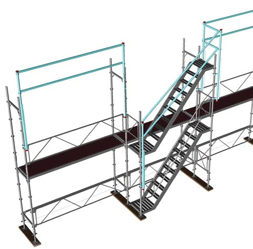 Instruktioner, Universalställning Montering av utvändig trappa Trappa monteras utvändigt i 2,5 m fack. Planera placeringen av trappan så att gång avstånden till arbetet blir så korta som möjligt.