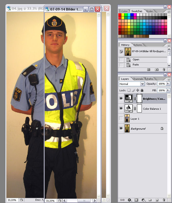 ovanifrån samt en så kallad softbox en mjuk tonad belysning framför modellen för att ta bort de skarpa skuggor som ett ljus ovanför skapar.