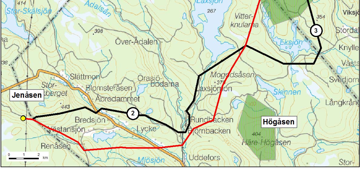 ON Elnäts huvudalternativ på sträckan mellan Hästkullen Norra och Hästkullen Södra. Sträckningen är knappt 10 km lång och utgår från stationen Hästkullen Norra i nordostlig riktning.