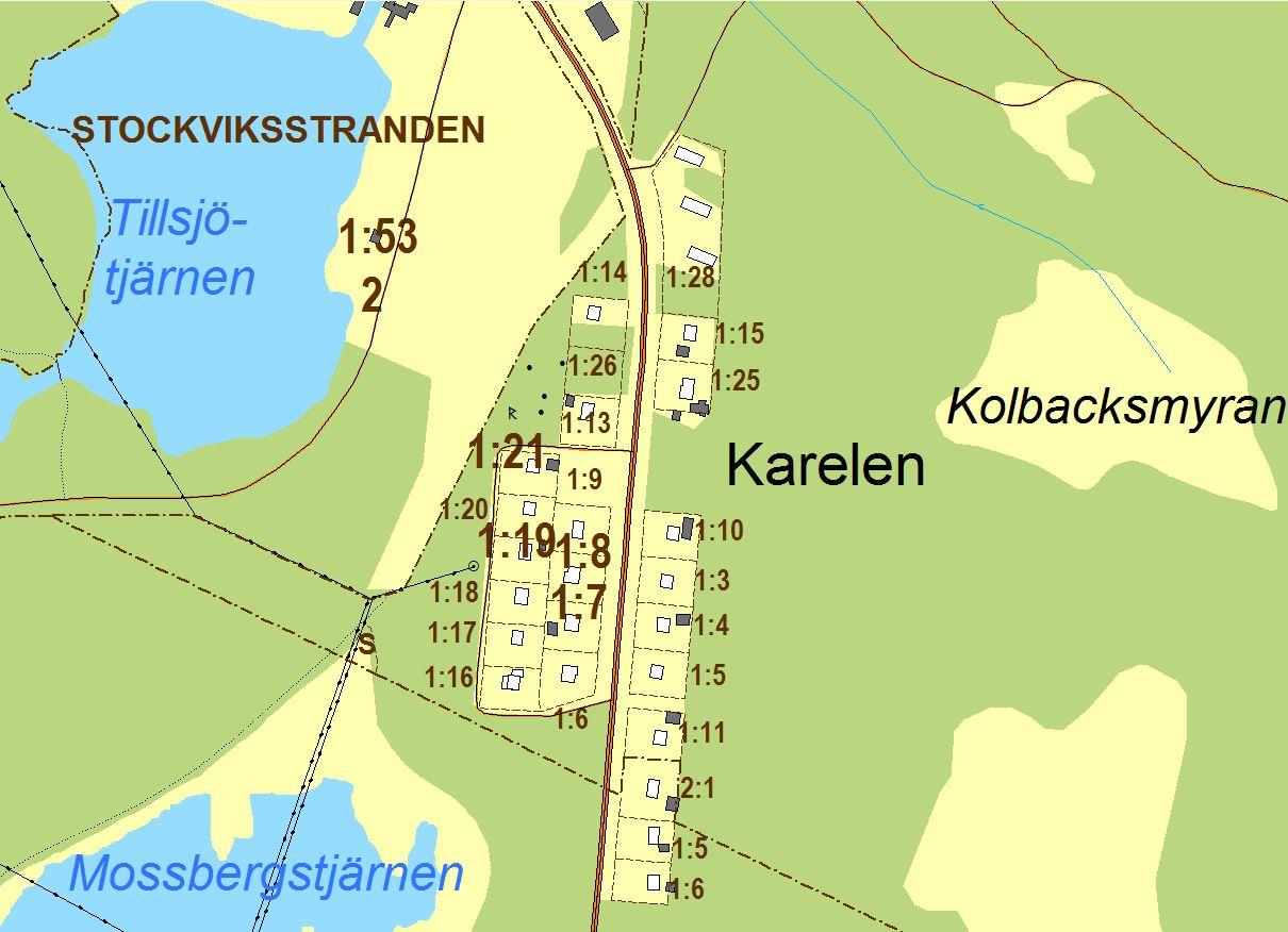 4 Översiktsbild med fastighetsbeteckningar. Markägoförhållanden Planområdet omfattar fastigheten Vikarskogen 1:28 ägs av Enros fastigheter.