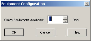 Klicka därefter på Configuration i Inspector fönstret. Då öppnar sig pop-up fönstret Driver Configuration där kommunikationsparametrarna ställs in.