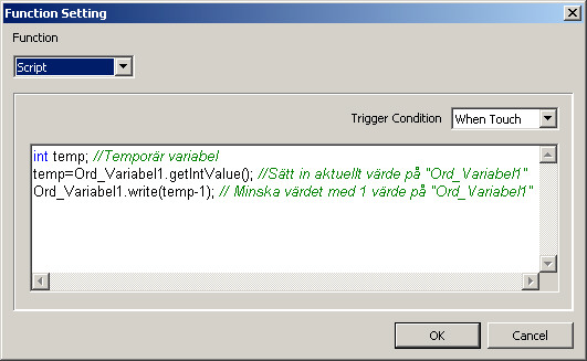 13 JAVASKRIPT I Vijeo Designer kan man skapa egna funktioner med hjälp av Javaskript. Detta gör det möjligt att skapa komplexa animeringar, automatiska funktioner och utföra beräkningar.