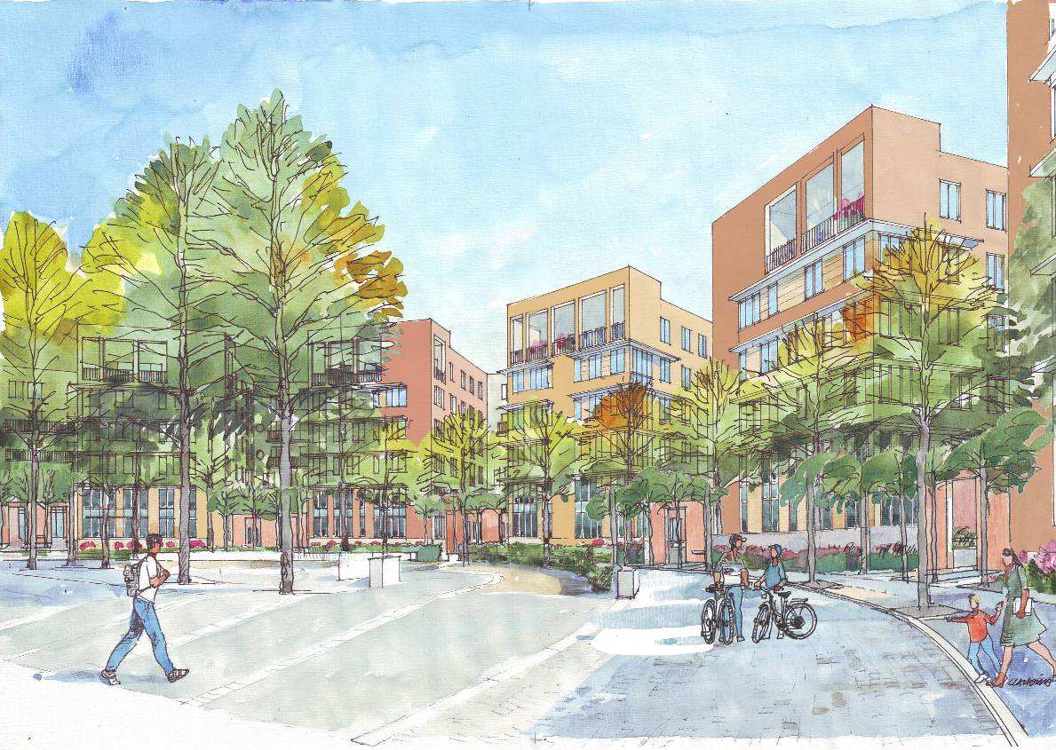 9 (15) Dp 2004-16802-54 Kvartersgatan i kvarterets inre där bostäderna möter