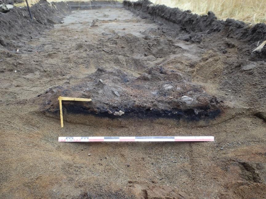 Fynd Lokalitet IDnr. 215819 Lokaliteten omfattar en kokgrop som påträffades och registrerades i planområdets V del.