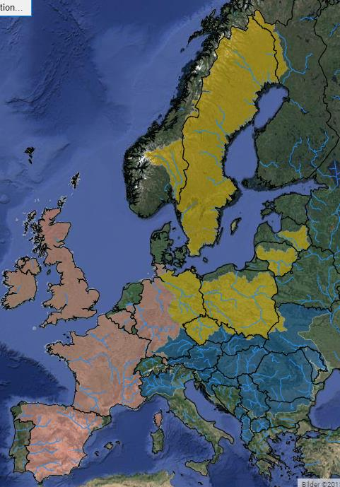 Europeisk samarbete - EFAS Europeisk samarbete Sverige ansvarar för gult markerade områden.