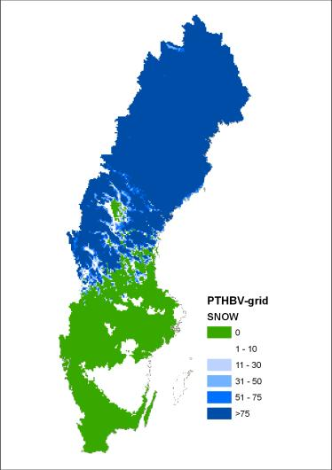 Figur 32a. SMHI:s stationsnät för snödjupsmätningar Figur 33 b och c.