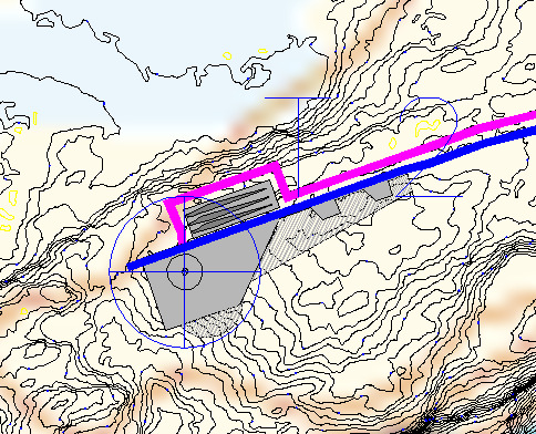 2.8. Detalj 8 (Uppställningsyta T2) Beskrivning av detalj: Uppställningsyta till turbinposition T2 som tangerar strandskydd för Stora Bodasjön.