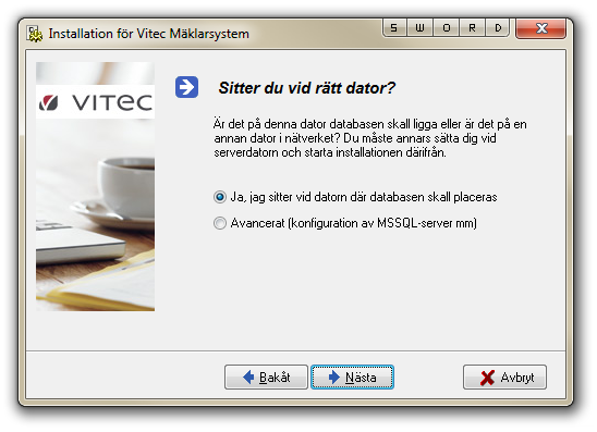 D. ÅTERLÄSNING AV SÄKERHETSKOPIA 1. Gå tillbaka till programmets mapp och dubbelklicka på filen Setup (eller Setup.exe ) igen. 2.
