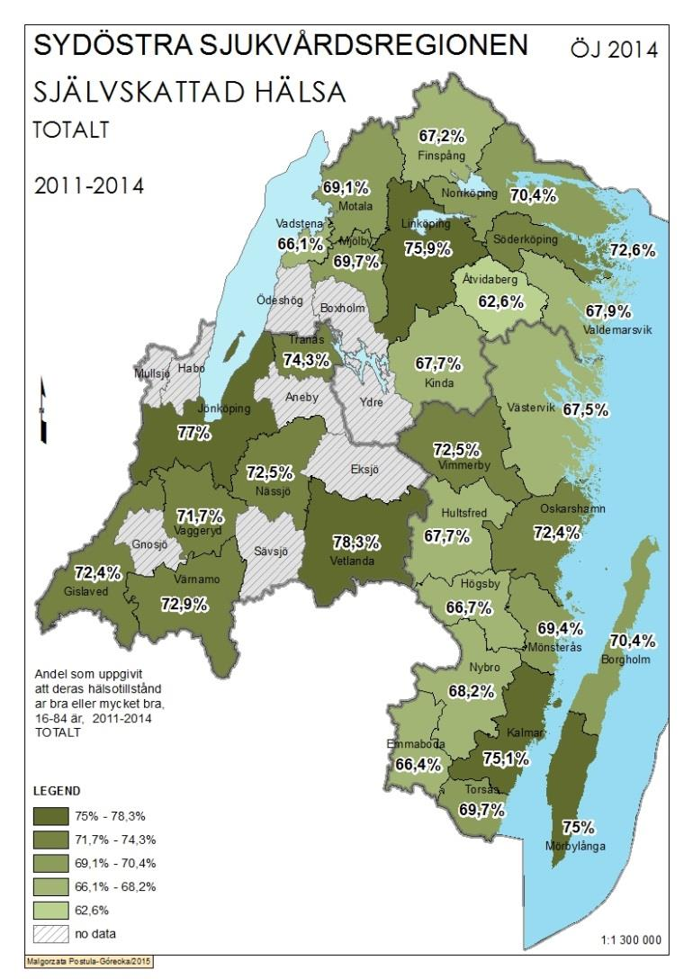 Öppna jämförelser folkhälsa Östergötland Jönköping Jämlikhet i hälsa Kalmar Återstående medellivslängd, kvinnor (riket 83,6) 83,4 83,8 83,3 Återstående medellivslängd, män (79,7) 80 80,2 79,4