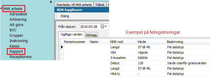 Rapport NDR loggläsare (data som inte kan plockas ut ur PMO) Modulen Rapport hittar du i Mitt arbete. Behörighet till loggrapporten beställs av PMOsupporten t.ex.